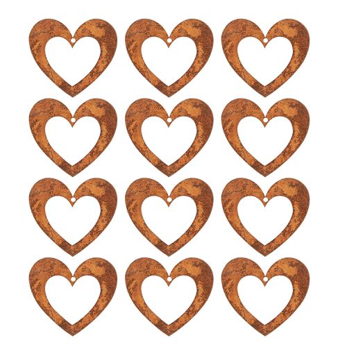 Floristik24 Cuore decorativo ruggine decorazione da giardino cuore in metallo 10 cm 12 pz