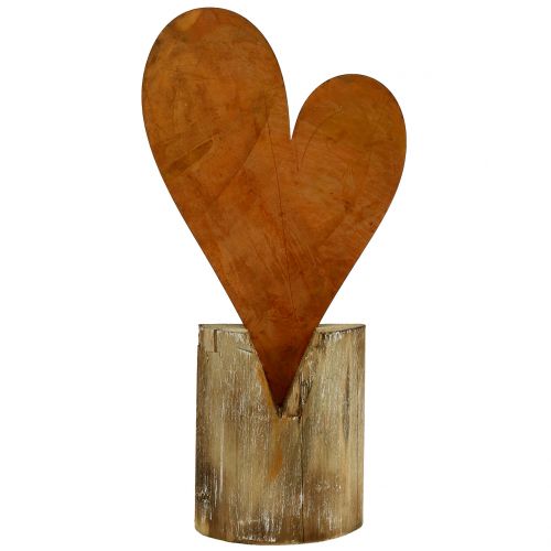 Floristik24 Cuore ruggine su piede in legno 40 cm x 20 cm