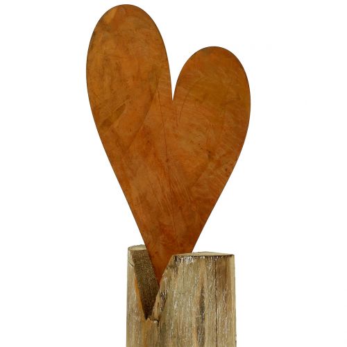 Floristik24 Cuore ruggine su piede in legno 40 cm x 20 cm