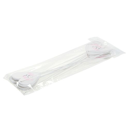 Prodotto Cuore su stecco 7 cm bianco, rosa 12 pz