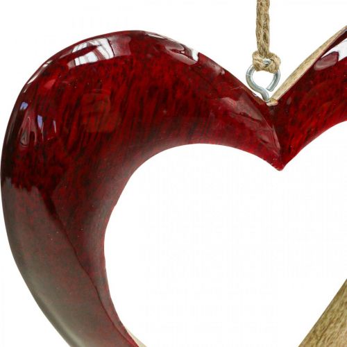 Prodotto Cuore in legno, cuore decorativo da appendere, decorazione cuore rosso H15cm