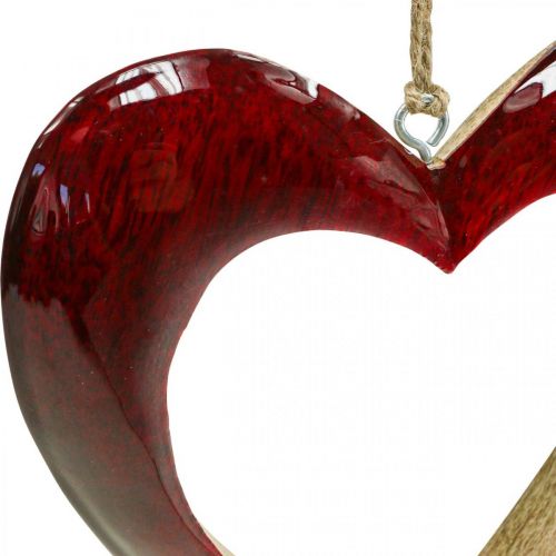 Prodotto Cuore in legno, cuore decorativo da appendere, cuore decorativo rosso H15cm