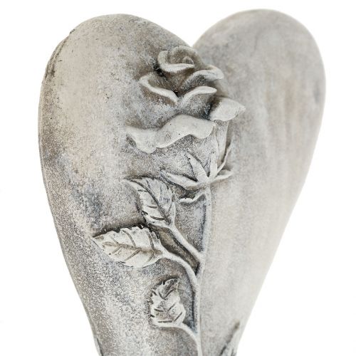 Floristik24 Cuore con rosa grigia 16,5 cm x 10 cm 2 pz