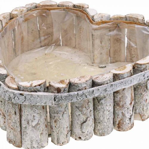 Floristik24 Ciotola per piante, fioriere in legno, cuore per piantare B29/20,5 cm H10/9 cm set di 2