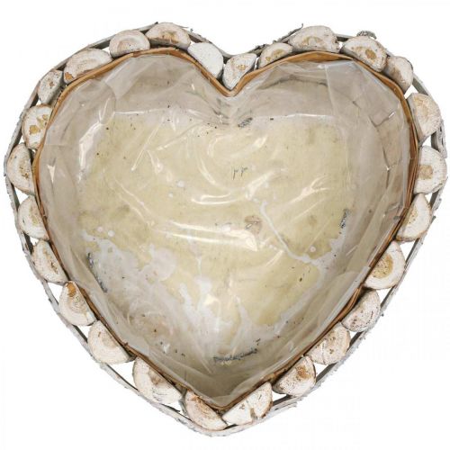 Floristik24 Ciotola per piante, fioriere in legno, cuore per piantare B29/20,5 cm H10/9 cm set di 2