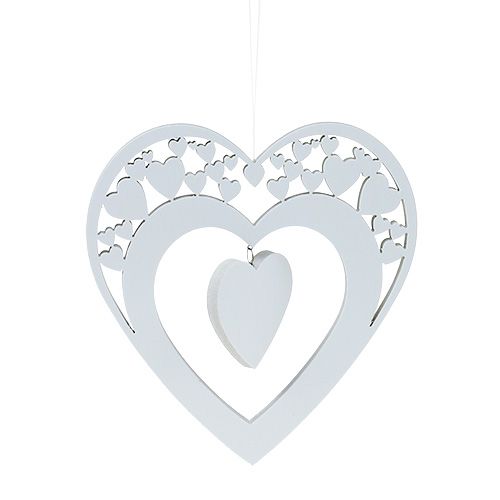 Cuore per appendere bianco 23 cm