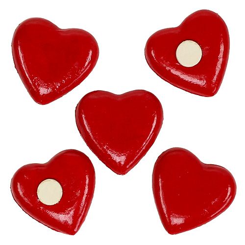 Floristik24 Cuore per attaccare 3,5 cm rosso 24 pezzi