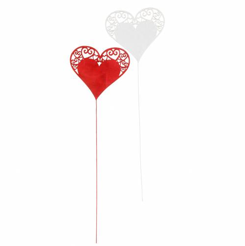 Floristik24 Cuore su bastoncino, spina decorativa a forma di cuore, decorazione per matrimonio, San Valentino, decorazione a cuore, 16 pezzi
