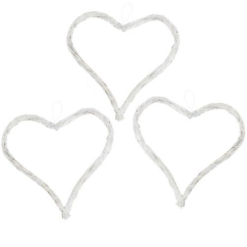 Cuore in rafia da appendere bianco 10 cm 12 pezzi