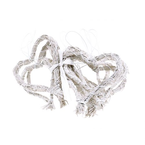 Prodotto Cuore in rafia da appendere bianco 10 cm 12 pezzi