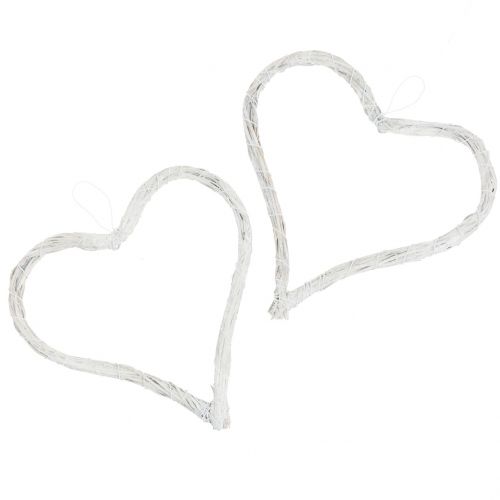 Bast cuore per appendere bianco 15 cm 8 pezzi | Floristik24.it