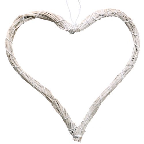 Floristik24 Bast cuore da appendere bianco 20cm 6pz