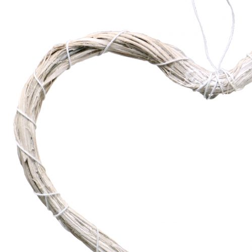 Floristik24 Bast cuore da appendere bianco 20cm 6pz