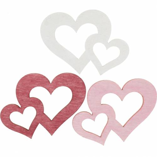 Floristik24 Cuori in legno, articoli sparsi per la decorazione della tavola, San Valentino, decorazioni nuziali, cuore doppio 72 pz