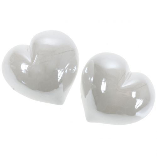 Floristik24 Cuore bianco madreperla 7cm 4 pezzi