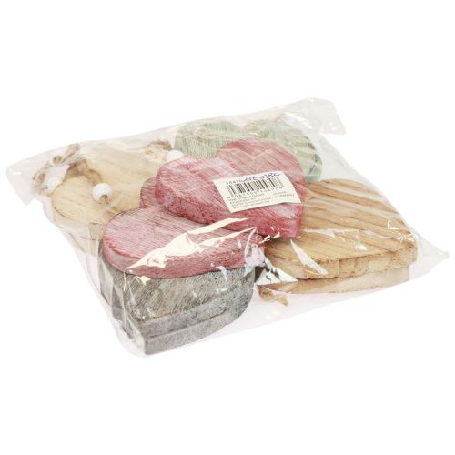 Set 25 Cuori Di Legno Con Spago - 10x10cm Per Decorazioni Matrimoni E Feste