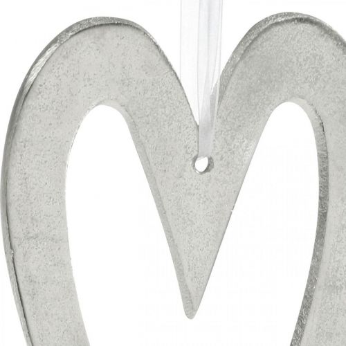 Cuore decorativo per appendere decorazioni nuziali in alluminio argento 22 × 12 cm