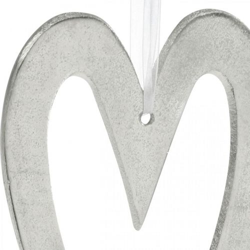 Floristik24 Cuore decorativo per appendere decorazioni nuziali in alluminio argento 22 × 12 cm