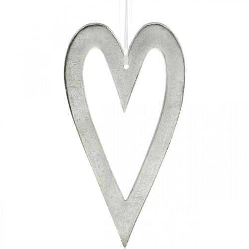 Cuore decorativo per appendere decorazioni nuziali in alluminio argento 22 × 12 cm