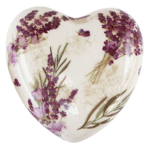 Floristik24 Decoro cuore in ceramica decoro lavanda gres vintage 10,5 cm