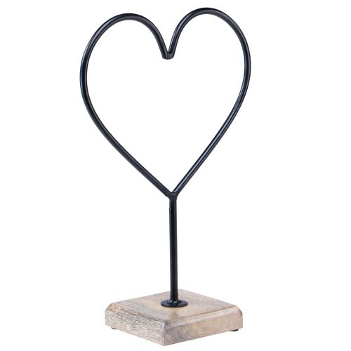 Floristik24 Decorazione cuore base in legno metallo nero naturale 20,5x10x10 cm
