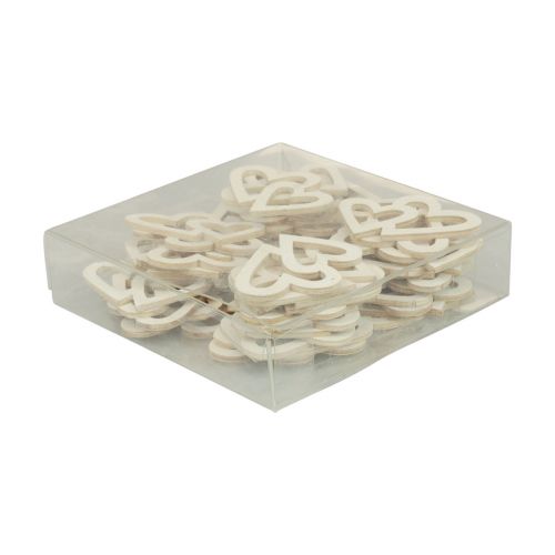 Prodotto Decorazione a cuore decorazione sparsa cuori doppi decorazione in legno crema 4,5 cm 48 pz