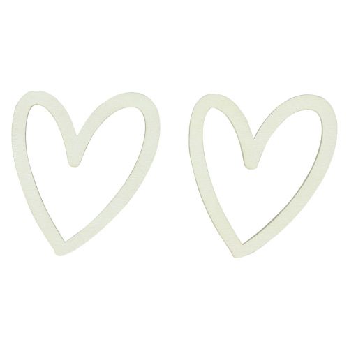 Prodotto Decorazione a cuore decorazione sparsa cuori decorazione da tavola in legno crema 4,5 cm 48 pz