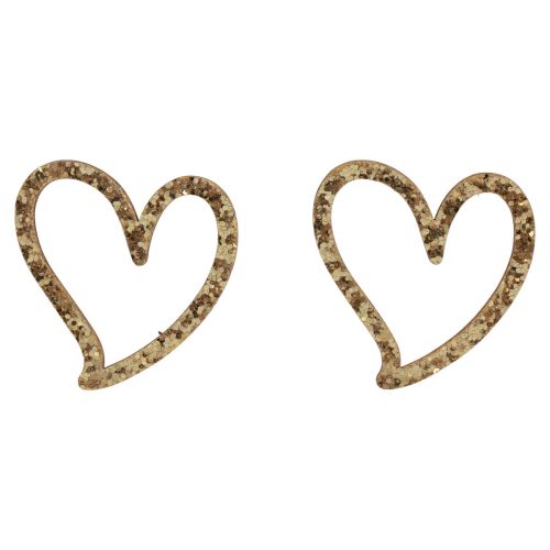 Floristik24 Decorazione a cuore decorazione sparsa cuori decorazione da tavola in legno oro 5 cm 48 pz