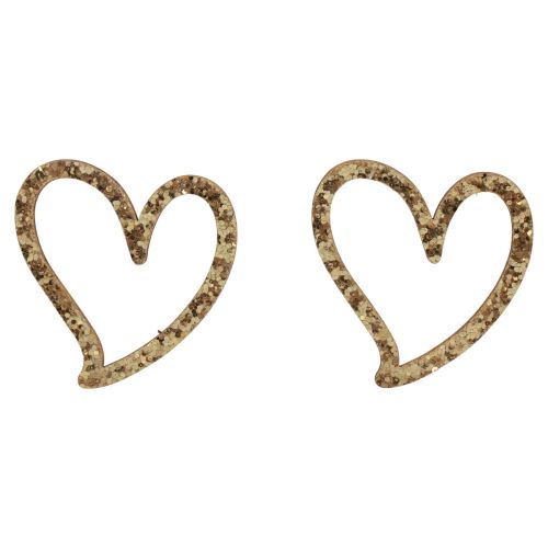 Floristik24 Cuore deco spruzza cuori decorazione da tavola in legno oro 5 cm 48 pezzi