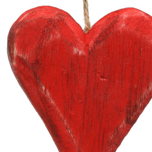 Floristik24 Cuori in legno da appendere rosso, bianco 11,5 cm 4 pezzi