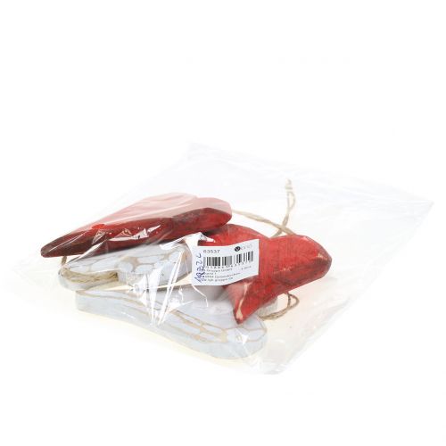 Floristik24 Cuori in legno da appendere rosso, bianco 11,5 cm 4 pezzi