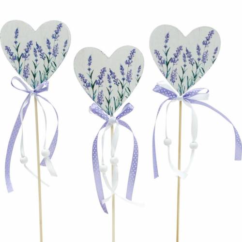 Floristik24 Cuore lavanda, decoro estivo, cuore da attaccare con lavanda, decoro cuore mediterraneo 6pz