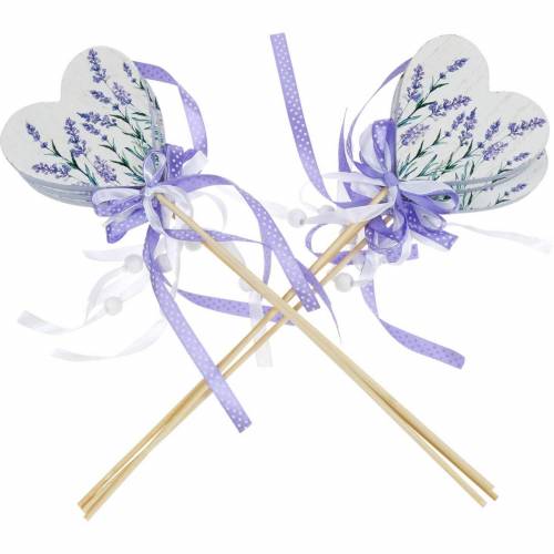 Floristik24 Cuore lavanda, decoro estivo, cuore da attaccare con lavanda, decoro cuore mediterraneo 6pz