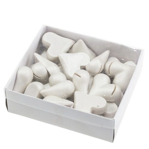 Floristik24 Portacarte cuore 4cm bianco 20 pz