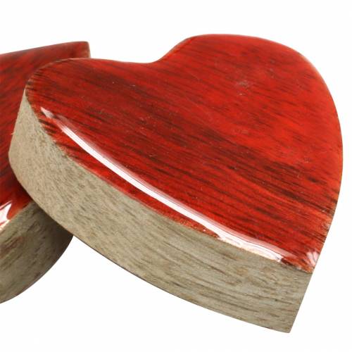 Floristik24 Cuori in legno di mango smaltato naturale, rosso 4,3 cm × 4,6 cm 16 pezzi