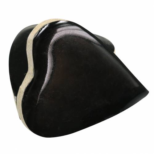 Floristik24 Cuori in legno di mango smaltato naturale, nero 4,3 cm × 4,6 cm 16 pezzi