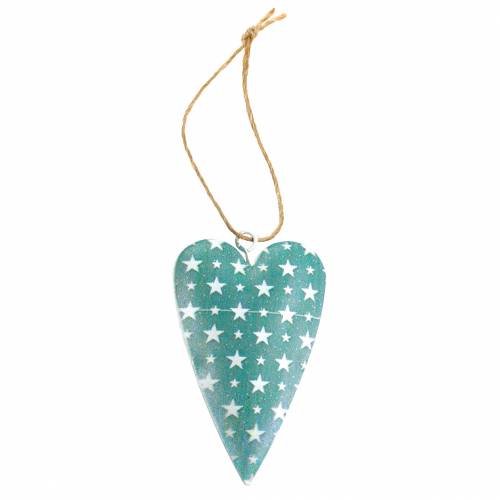 Floristik24 Appendiabiti decorativo cuore in metallo verde bianco vintage 3,5x6,5 cm 12 pezzi
