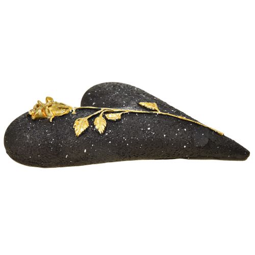 Floristik24 Cuore con decorazione tombale in oro rosa nero 14×10×3 cm 2 pz