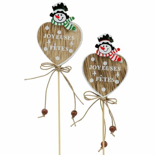 Floristik24 Deco plug cuore con pupazzo di neve 12pz