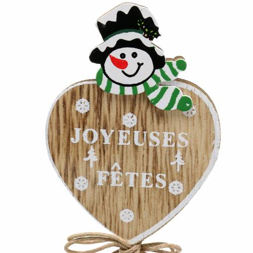 Floristik24 Deco plug cuore con pupazzo di neve 12pz