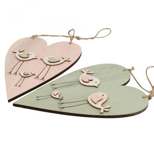 Floristik24 Cuore in legno, cuore decorativo da appendere, decorazione cuore H16cm 6 pz