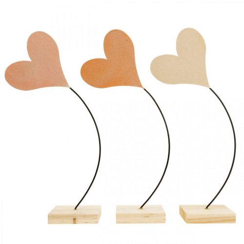 Decorazione da tavola cuori matrimonio, decorazione cuore in metallo arancione/giallo H40cm 3pz