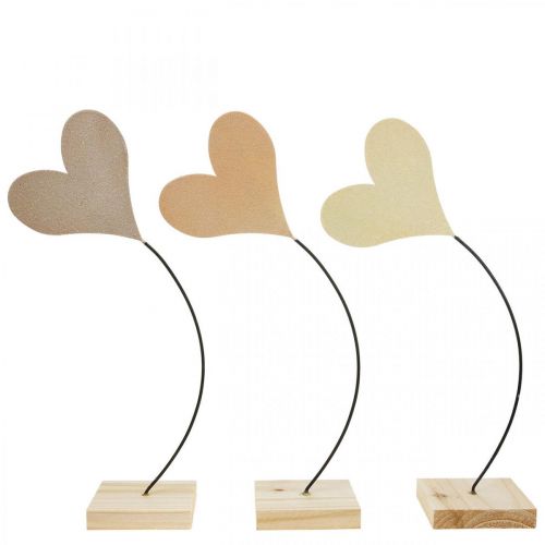 Floristik24 Decorazione da tavola cuori matrimonio, decorazione cuore in metallo beige/arancione/giallo H40cm 3pz