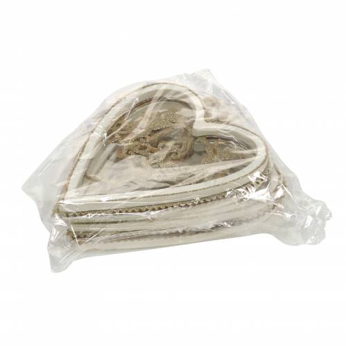 Prodotto Cuori da appendere con intarsio in legno, plastica bianco, dorato, Ø9,2 cm H12 cm 4 pz