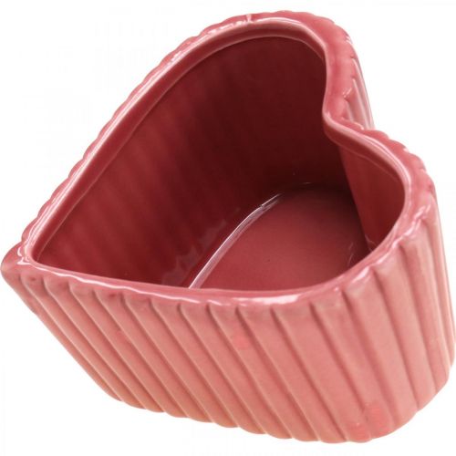 Prodotto Cuore decorativo in ceramica bianco, rosa, mini fioriera H6 cm 3 pz