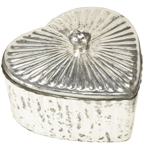 Floristik24 Scatola a forma di cuore con coperchio, scatola di vetro con cuore, champagne, 15,5×15×10cm