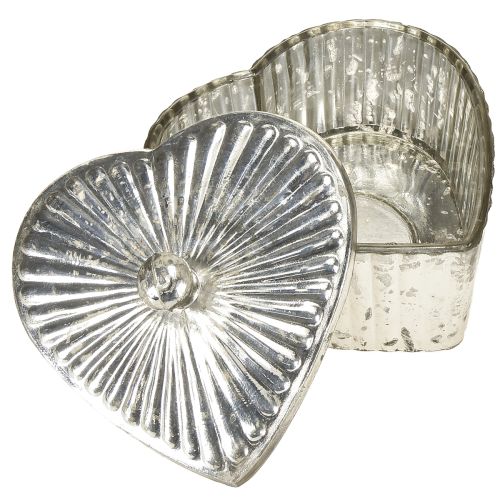 Prodotto Scatola a forma di cuore con coperchio, scatola di vetro con cuore, champagne, 15,5×15×10cm