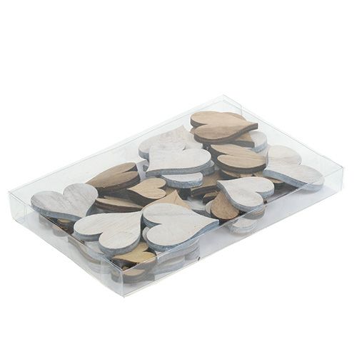 Floristik24 Mix di cuori di legno grigio, natura 2,5 cm - 5 cm 46 pezzi