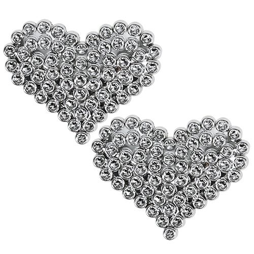 Floristik24 Cuore 6,5 cm in argento con punto colla 12 pezzi