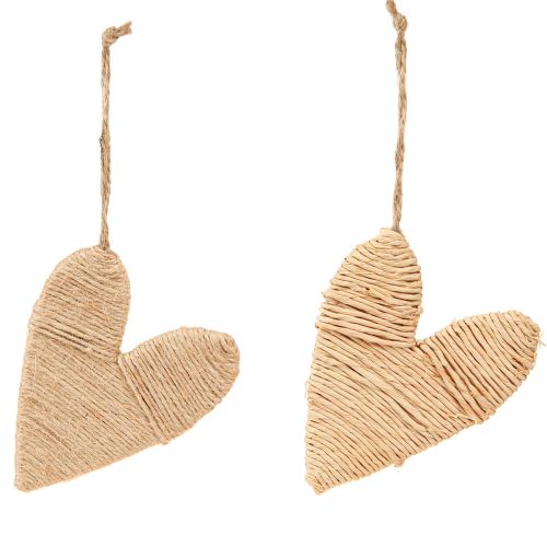 Prodotto Cuori per decorazione da appendere in canapa e rafia naturale H10,5cm 8 pezzi